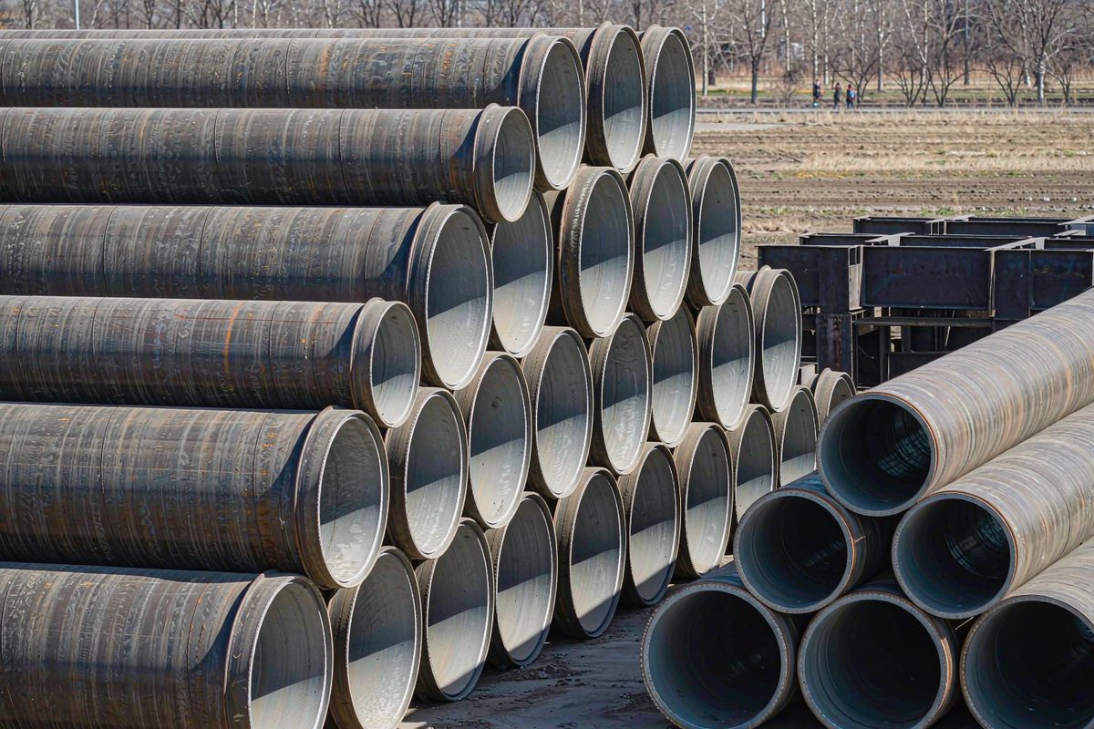 Stacked steel pipes for pipeline project